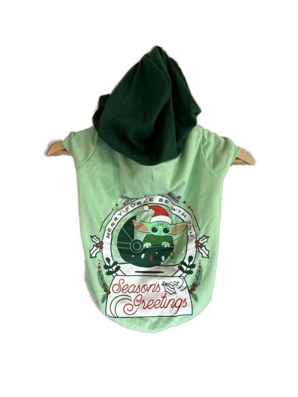 Star Wars The Mandalorian Grogu 'Season's Greetings' Dog Hoodie, L